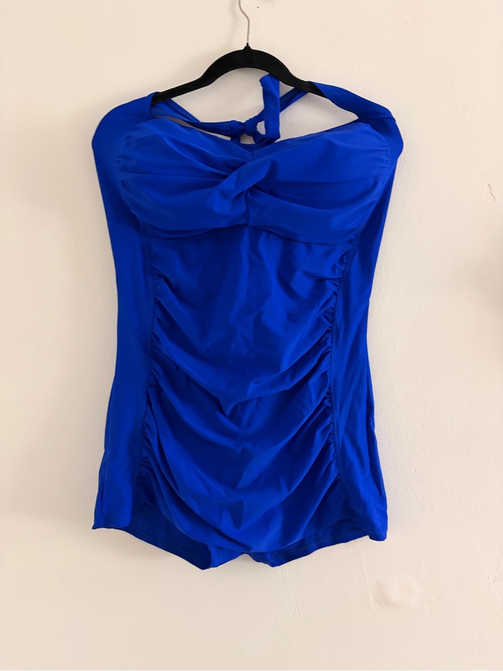 Royal Blue One-Piece Swimsuit with Halter Tie